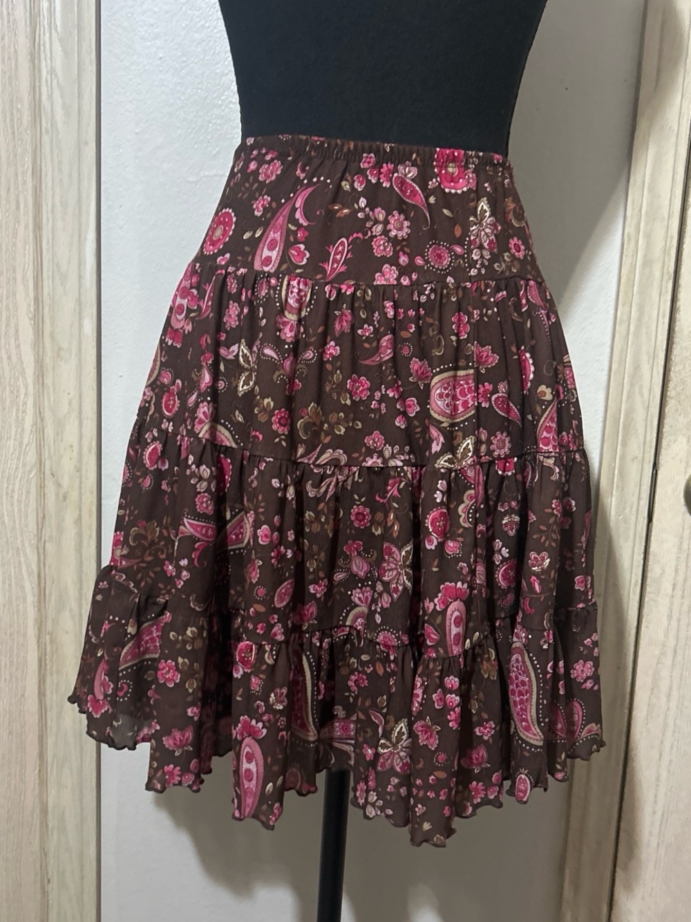 George Brown Skirt with Pink Paisley Print - Picture 2 of 3